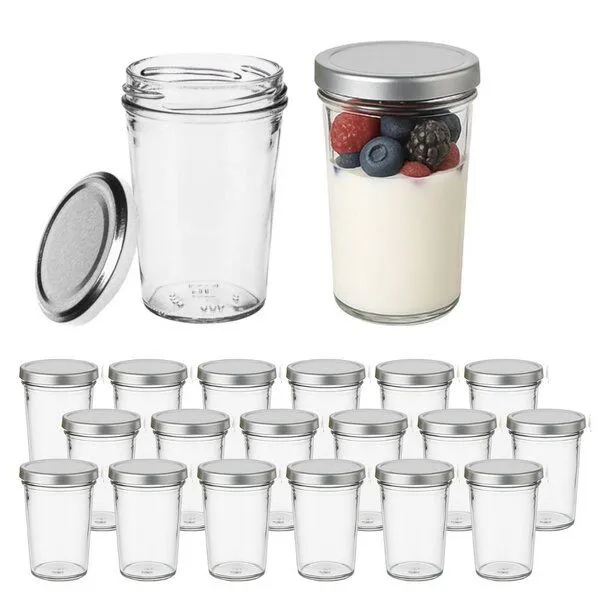 mikken mikken 20 Dessertgläser 150 ml – Einmachgläser mit Schraubdeckel, Silber, – Produktbild 1 von 3