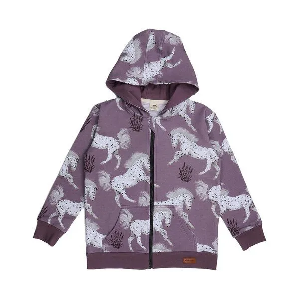 Walkiddy Baby Sweatjacke – Lila mit Pferdemotiven, Kapuze & Reißverschluss, weich & bequem | von Walkiddy – Produktbild 1 von 2