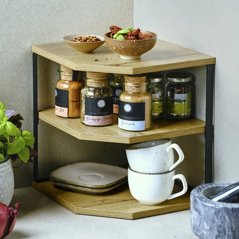 Kesper Küchen-Eckregal, Braun | schwarz, – Produktbild 3 von 3