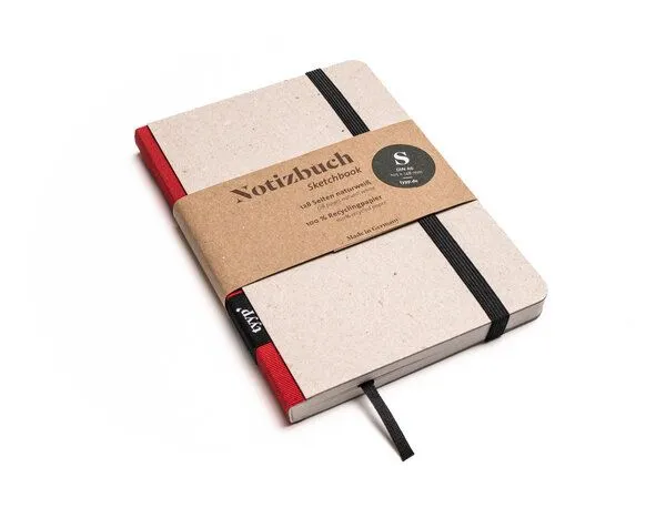 tyyp tyyp Notizbuch A6 – 100% Recyclingpapier – handmade – Klassik Öko, Rot, – Produktbild 1 von 4