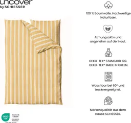 uncover by SCHIESSER Bettwäsche Colorado mit Streifen in angesagten Farben, 135x200 cm + 80x80 cm, Renforcé, 2 teilig, OEKO-TEX® MADE IN GREEN – Produktbild 1 von 1
