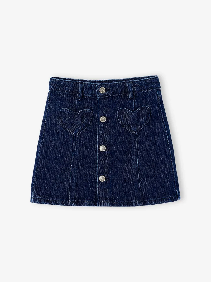 Vertbaudet Mädchen Jeansrock mit Knöpfen, Dunkelblau, – Produktbild 2 von 3