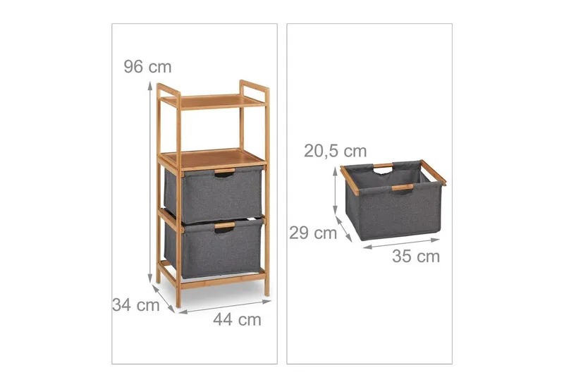 RELAXDAYS RELAXDAYS Standregal Badregal mit Wäschekörben, 1-tlg., Braun, – Produktbild 4 von 5