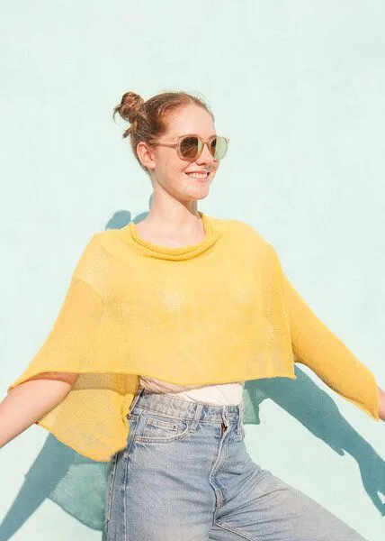 Sundara Sundara Poncho BELLE aus 100% Bio-Baumwolle, Gelb, – Produktbild 2 von 3