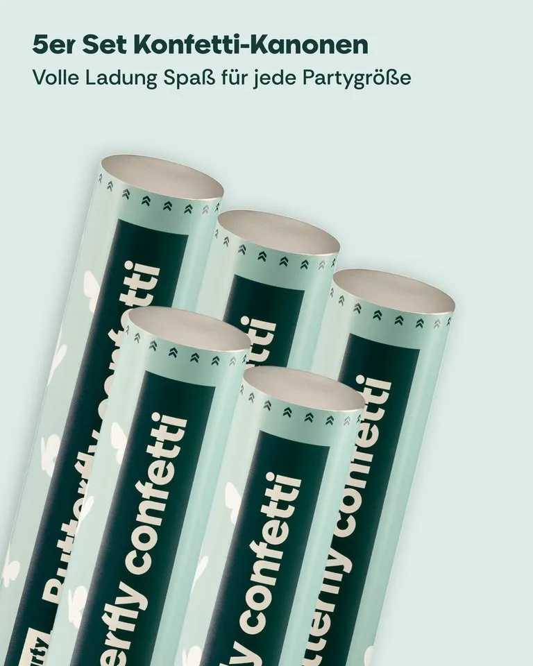 Partyjoker Konfetti Konfettikanone Schmetterling Weiß - FSC Konfetti - 5-8 m - Party, Einfache Bedienung & Sicher – Perfekt für Hochzeitsfotos, Weiß, – Produktbild 5 von 5