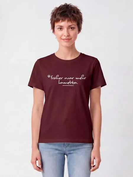 watapparel watapparel T-Shirt Frauen Früher war mehr Lametta, Burgundy, – Produktbild 2 von 2