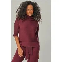 YOU LOOK PERFECT YOU LOOK PERFECT 100% Merino asymmetrischer Rollkragen-Strickpullover "Bailey", Bordeaux (rot), – Produktbild 1 von 1