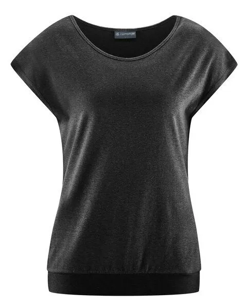 HempAge HempAge Damen Yoga T-Shirt Hanf/Bio-Baumwolle, Black(schwarz), – Produktbild 2 von 4