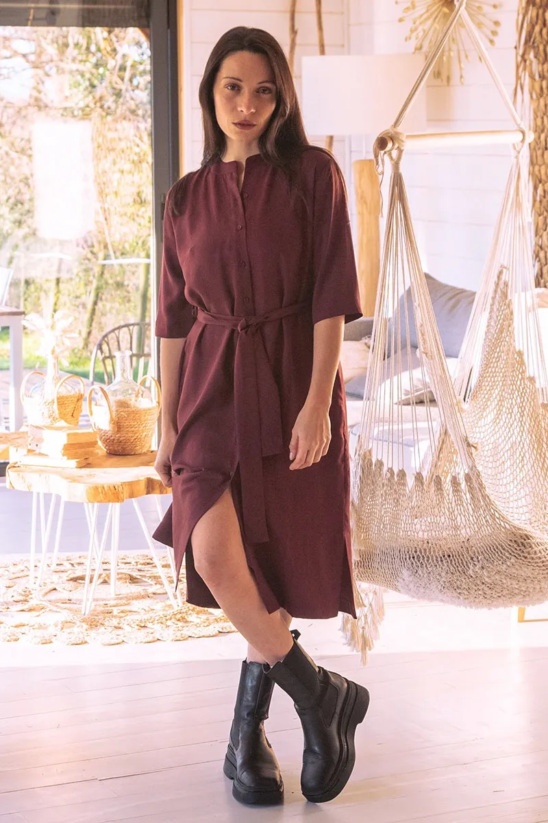 WiDDA WiDDA Damen vegan Shirt Dress Baya Wine Red, Dunkelrot, – Produktbild 2 von 2
