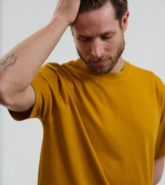 Gary Mash GARY MASH Herren Basic T-Shirt aus Biobaumwolle, Gelb, – Produktbild 4 von 4