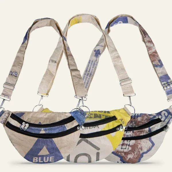Nyuzi Blackwhite Nyuzi Blackwhite Upcycling Crossbodytasche aus alten zementsäcken, Gelb, – Produktbild 2 von 4