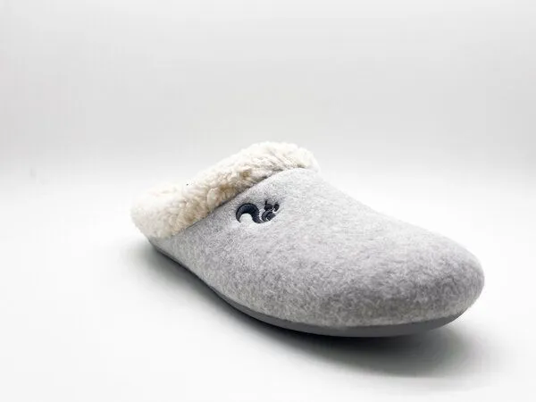 thies Veganer "thies ® Organic Cozy Slipper" aus Biobaumwolle, Light grey (hellgrau), – Produktbild 4 von 4