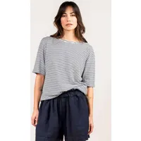 Kuyichi Kuyichi Damen vegan T-Shirt Olivia Weiß/Marineblau – Produktbild 1 von 1