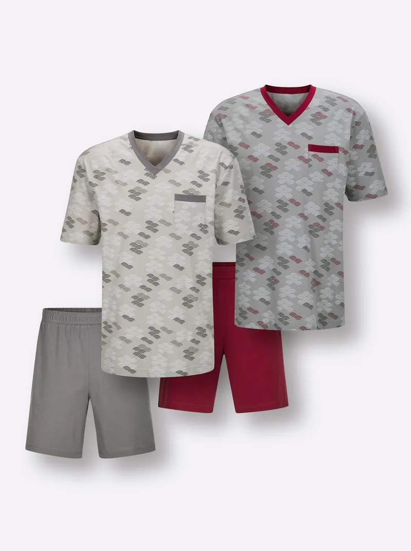 wäschepur men Shortys grau + dunkelrot, Grau + dunkelrot, – Produktbild 2 von 2