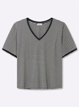 sheego sheego Ringelshirt ecru-tiefblau-geringelt – Produktbild 1 von 1