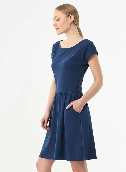 ORGANICATION ORGANICATION Slub-Jersey-Kleid aus Bio-Baumwolle, Navy, – Produktbild 3 von 4