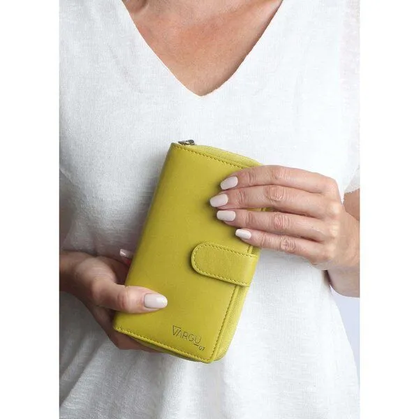 Vargu Vargu Echtleder Geldbörse SABA 1-A mono, Lime green, – Produktbild 3 von 3