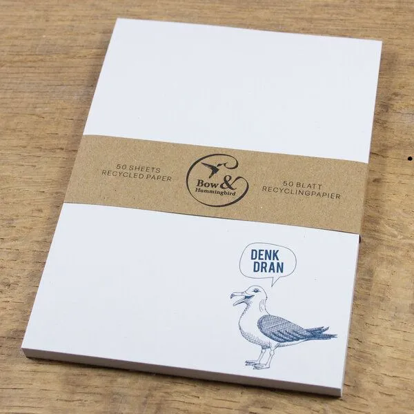 Bow & Hummingbird Bow & Hummingbird Maritimer Notizblock "Denk dran" Möwe aus Recyclingpapier – Produktbild 3 von 4