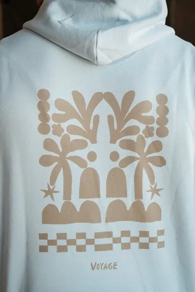 Kultgut Kultgut Artdesign- Biofair- Vintagelook Kapuzenpullover / Voyage, Hellblau, – Produktbild 4 von 4