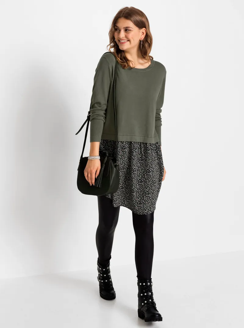 Witt Freizeitkleid, Khaki-schwarz-gemustert, – Produktbild 1 von 1