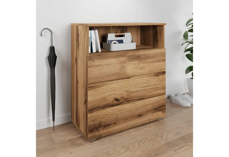 OTTO home Kommode Paris, mit 3 Schubkästen (Breite 70 cm), Braun, – Produktbild 1 von 5