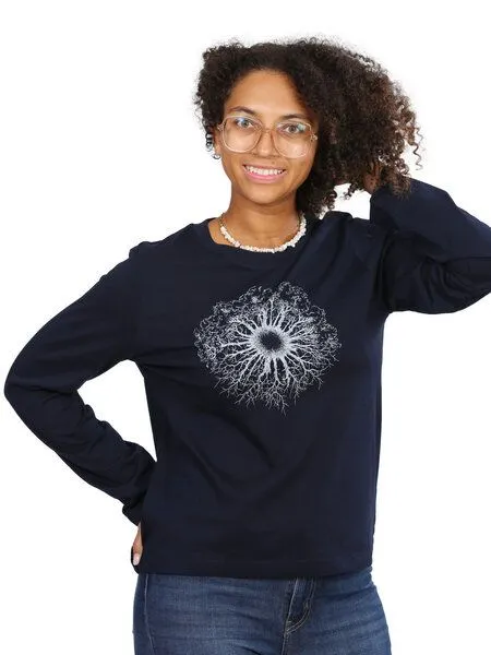 Life-Tree Life-Tree Longsleeve aus Biobaumwolle Fairwear für Damen WoodenIris, Blau, – Produktbild 5 von 5