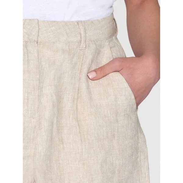 KnowledgeCotton Apparel KnowledgeCotton Apparel High-Waist Shorts POSEY aus Bio-Leinen, Natur (light feather gray), – Produktbild 4 von 4