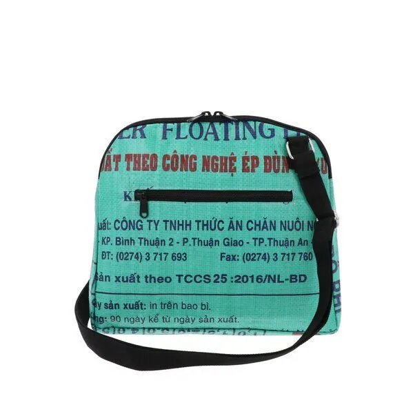 MoreThanHip MoreThanHip Schultertasche aus Zement- oder Tierfuttersäcken - Stylische Damentasche mit Charakter - Amara, Grün - fisch, – Produktbild 4 von 4