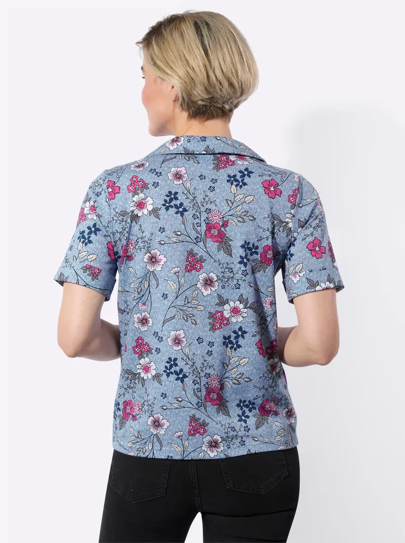 Witt Poloshirt bleu-fuchsia-bedruckt, Bleu-fuchsia-bedruckt, – Produktbild 1 von 2