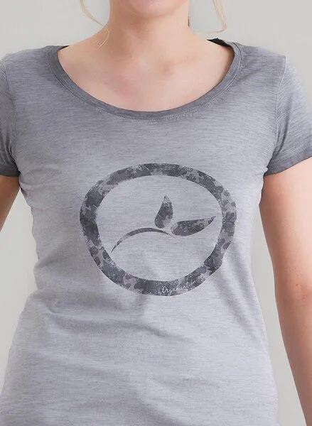 ORGANICATION ORGANICATION Damen Garment Dyed T-Shirt vorne mit Logo-Druck, Grey, – Produktbild 3 von 4