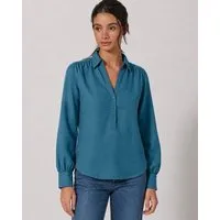 HempAge HempAge Damen Schlupfbluse Hanf/Biobaumwolle Normal Fit, Reef (blau), – Produktbild 1 von 1