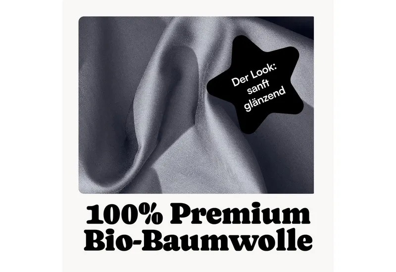 Seralino Kissenbezüge Mako Satin Kissenbezug (100% Bio Baumwolle) weich, hautfreundlich, (2 Stück), Fairtrade/ GOTS zertifizierte uni Kissenhülle mit Reißverschluss, Blau, – Produktbild 3 von 5
