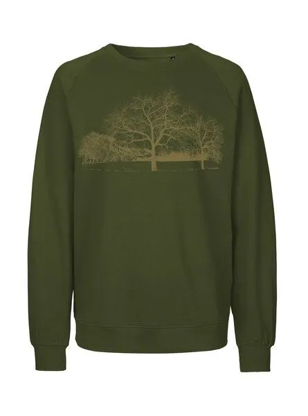 Peaces.bio - handbedruckte Biomode Peaces.bio - handbedruckte Biomode Sweatshirt Landscape Unisex, Waldgrün, – Produktbild 1 von 2