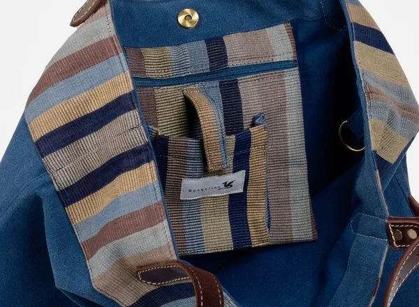 Dragolina Dragolina Shopper Miss Eve mit Webstoff der Pwo Karen, Jeansblau (blau), – Produktbild 4 von 4