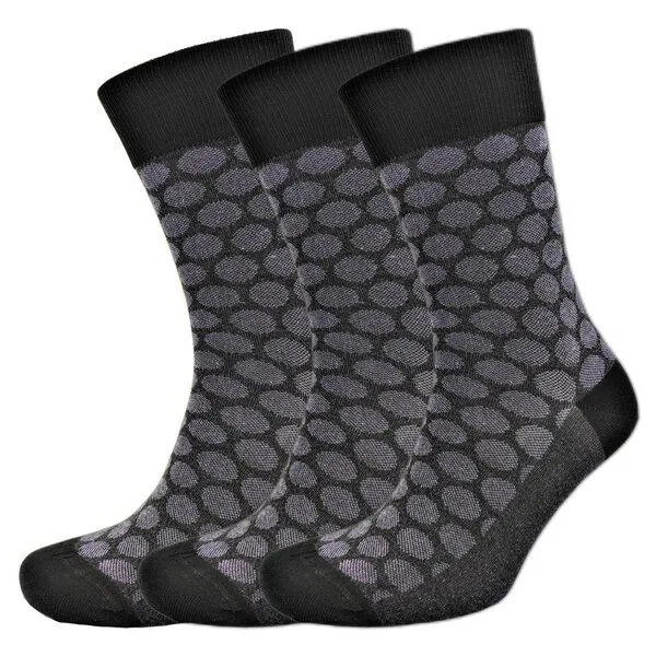 BLS Organic BLS Organic 3er Pack GOTS zertifiziert 98 % Bio-Baumwolle Polka Dot Pattern Herrensocken, Schwarz, – Produktbild 1 von 1
