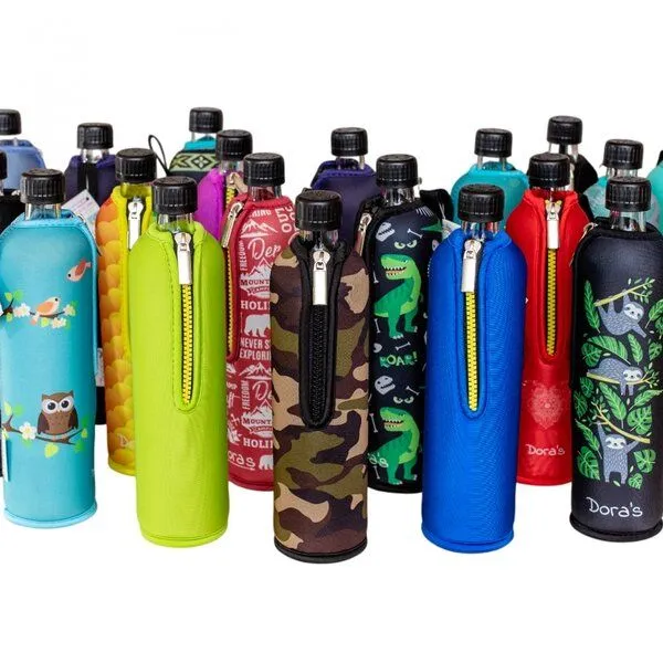Dora's Dora's Dora’s Glas-Trinkflasche mit Neoprenbezug (0,5l) – Isoliert & Stylisch, Blau, – Produktbild 2 von 3