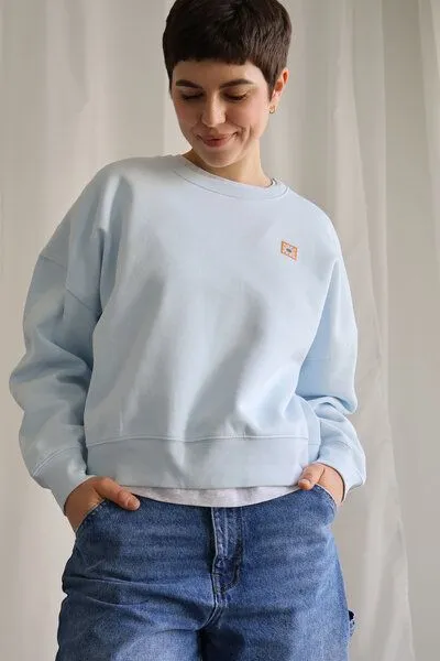 Kultgut Kultgut Artdesign - Goodness Pulloversweater im Boxistyle / Little Flower, Hellblau, – Produktbild 1 von 4