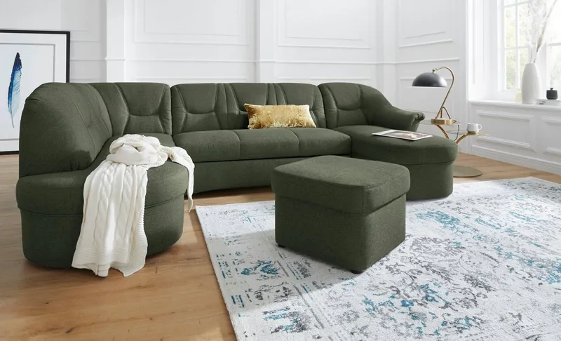 DOMO collection Polsterhocker SARAFINA 61x61 cm, hochwertig und komfortabel, Grün, – Produktbild 3 von 5