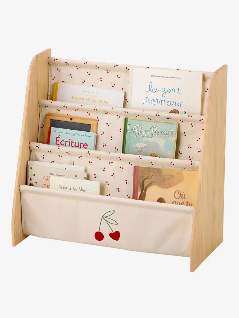 Vertbaudet Bücherregal mit Stofftaschen, Weiß bedruckt, – Produktbild 2 von 4