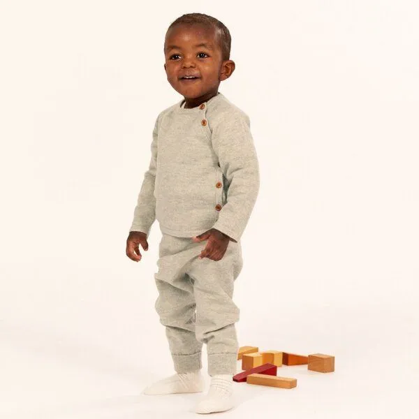 Sense Organics Sense Organics Baby Strickleggings aus Merinowolle, Modell PABLO, Lindgrün melange, – Produktbild 2 von 4