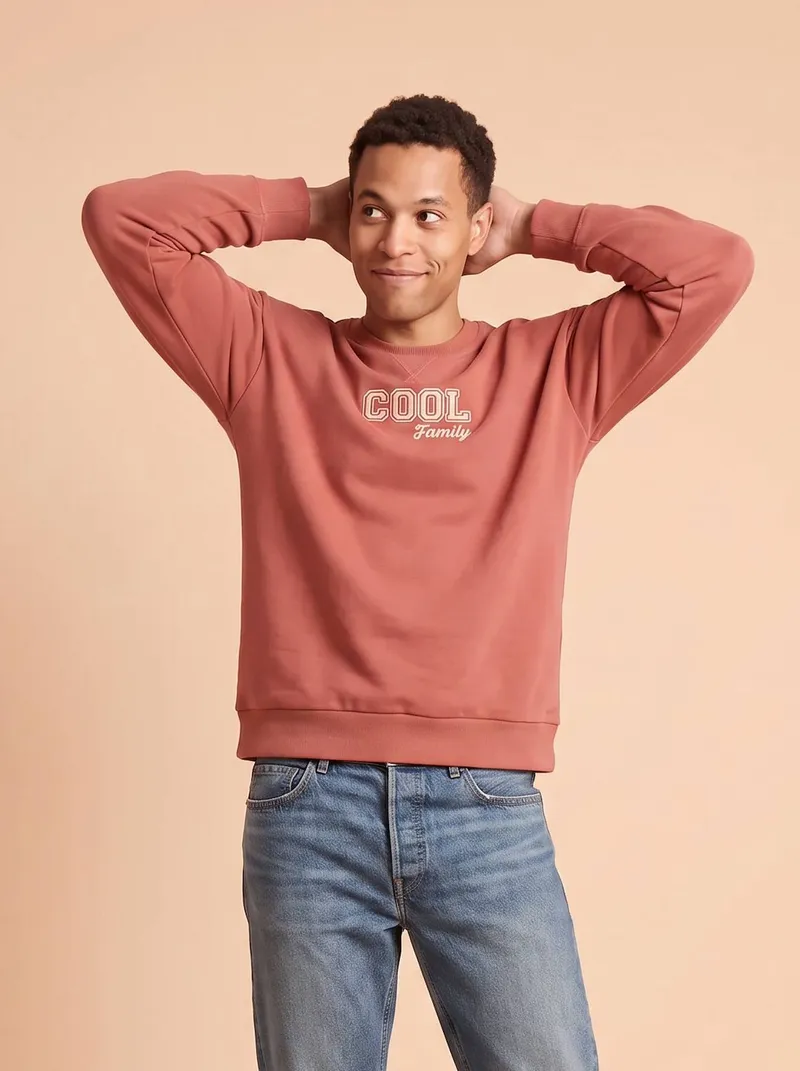 Envie De Fraise Herren Sweatshirt COOL Family Capsule ENVIE DE FRAISE personalisierbar, Terrakotta, – Produktbild 2 von 4