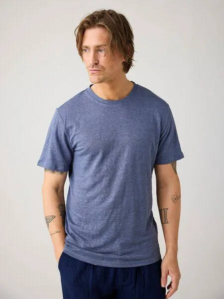 KnowledgeCotton Apparel KnowledgeCotton Apparel T-Shirt aus Bio-Leinen, Blau-vintage-indigo, – Produktbild 1 von 2