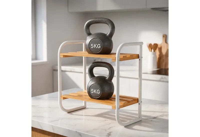 RELAXDAYS RELAXDAYS Standregal Regal Bambus & Metall, 1-tlg., Holzoptik-Weiß, Braun, – Produktbild 3 von 5