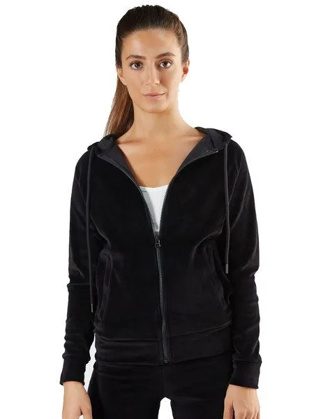 Leela Cotton Leela Cotton Damen Nicky Kapuzenjacke Bio-Baumwolle Jacke Hoodie1271, Schwarz, – Produktbild 1 von 4