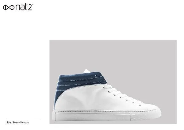 nat-2 hoher Sneaker aus Leder "nat-2 Sleek white navy" in weiß und blau – Produktbild 4 von 4