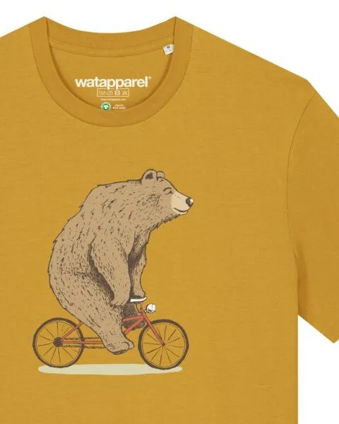 watapparel watapparel T-Shirt Unisex Fahrradbär, Ochre, – Produktbild 3 von 3