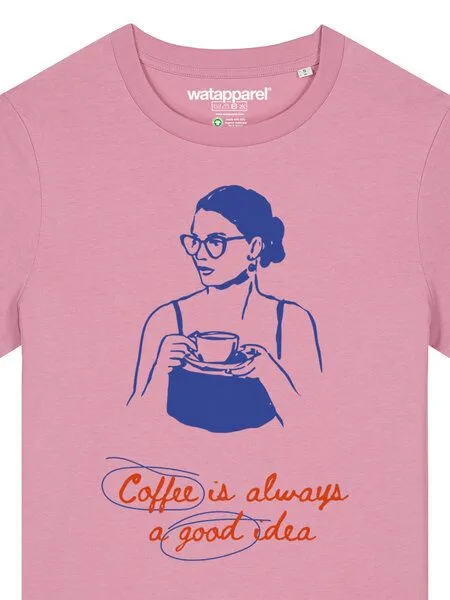 watapparel watapparel T-Shirt Frauen Coffee is a good idea, Bubble pink, – Produktbild 3 von 4