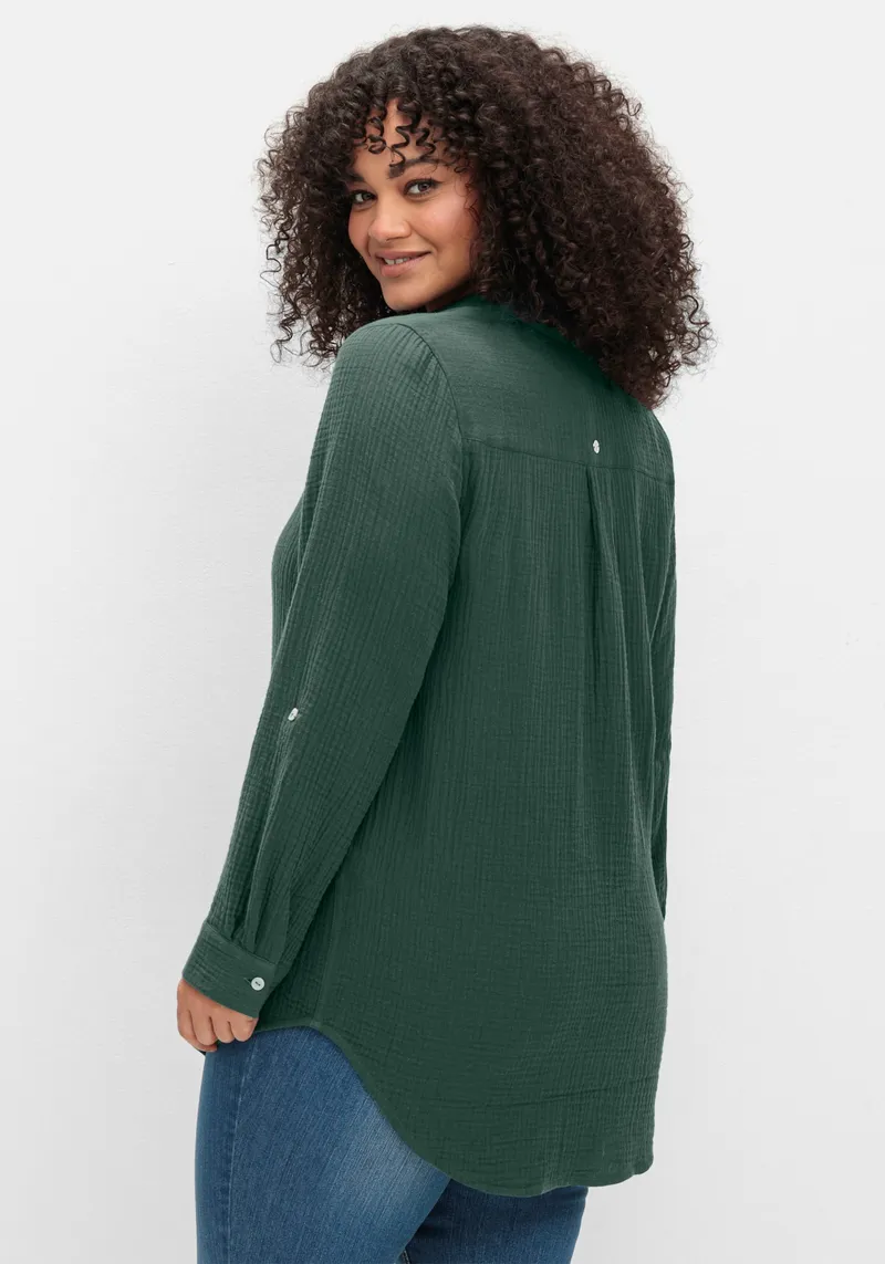 sheego Baumwollbluse, Moos, – Produktbild 3 von 3