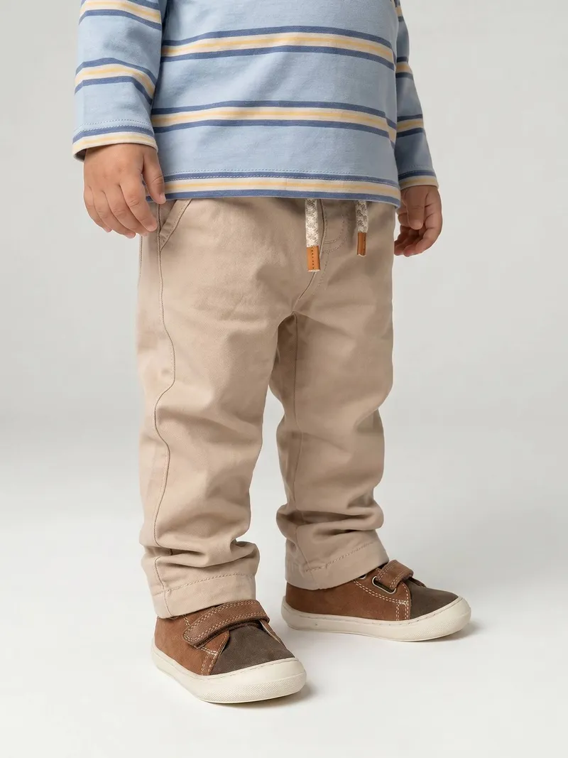 Vertbaudet Baby Thermohose gerippter Dehnbund mit Zierkordel, Beige, – Produktbild 1 von 4