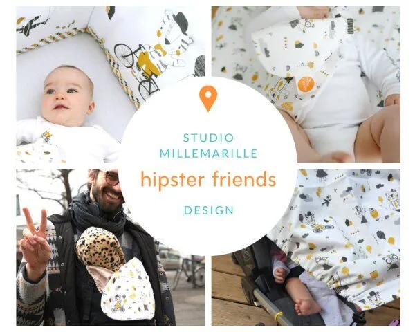 Millemarille Millemarille Spucktuch antibakteriell Bambussfrottee, Hipster friends, – Produktbild 3 von 3